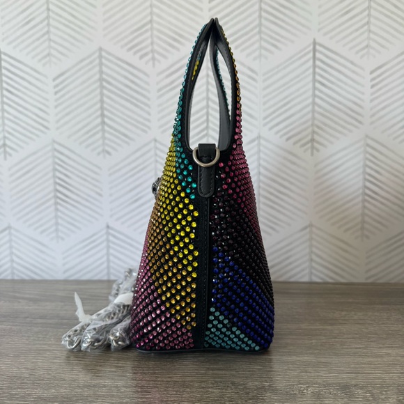 Kurt Geiger Rainbow Small Chelsea Crystal Leather Hobo Crossbody Bag - Picture 3 of 7